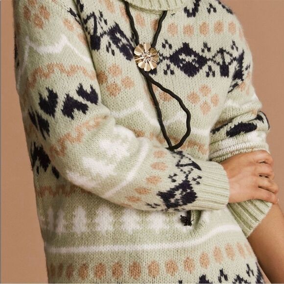 Anthropologie Tunic Sweater Womens Size Small Mint Green Turtleneck - Picture 5 of 15